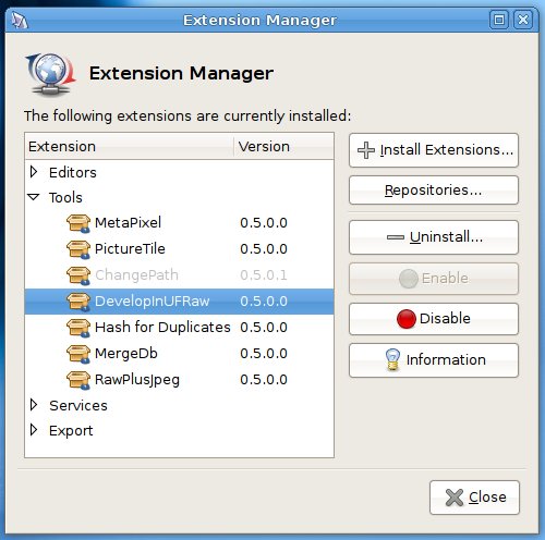 F-Spot Extension Manager