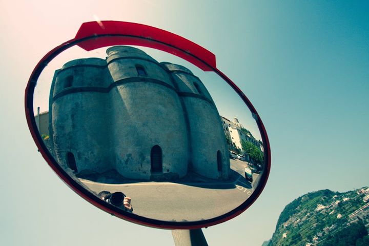 Roadside mirror in Amalfi, Italy