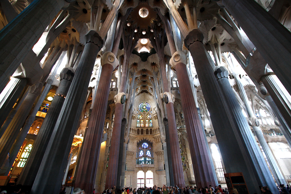 Inside of Sagrada Familia, Barcelona, Spain