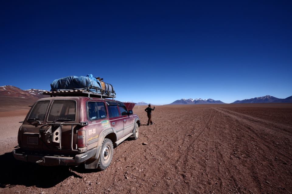 Stuck in the desert near Uyuni, Bolivia