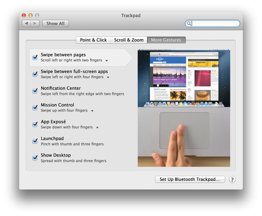 Macbook Touchpad Gestures